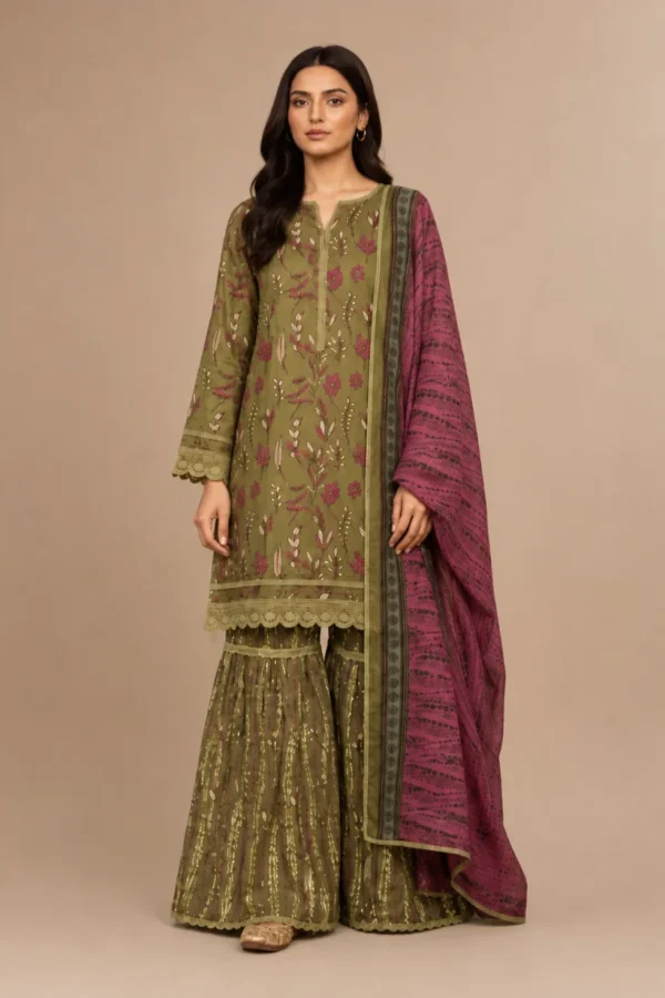 Saffron MDL 3-Piece Lawn Suit – SAF-0031-26.