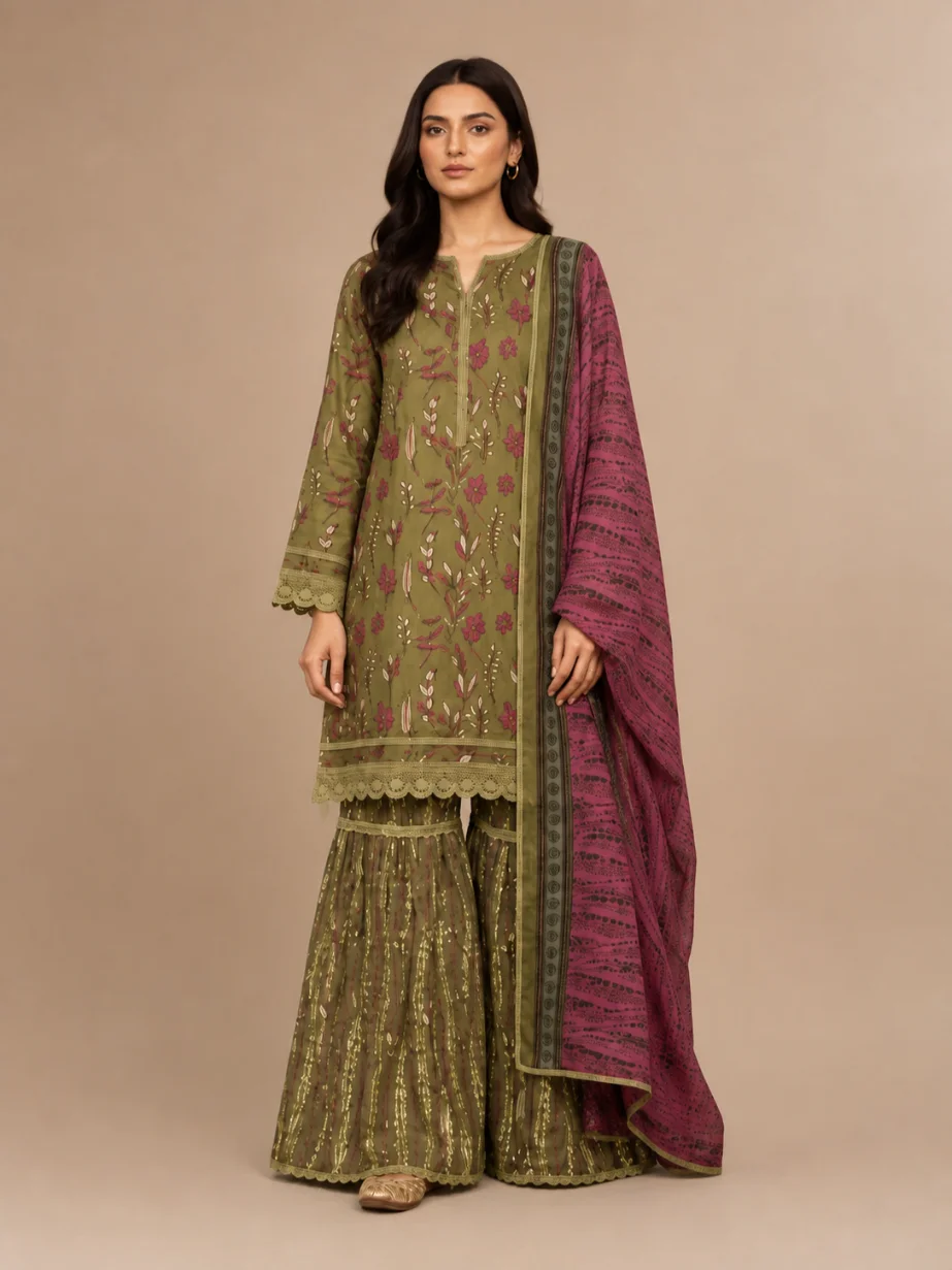Saffron MDL 3-Piece Lawn Suit – SAF-0031-26.