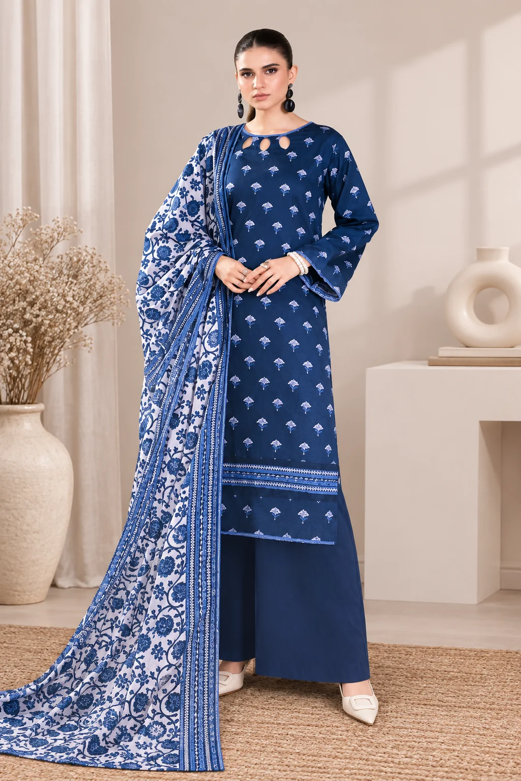 Zesh Three-Piece Printed Lawn Suit