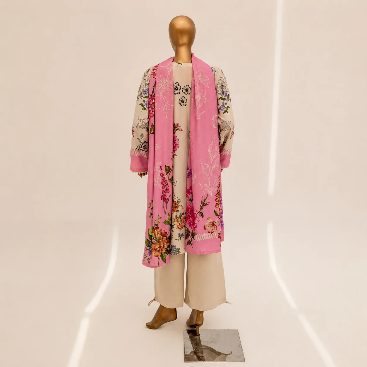 Mehak Beige Pink Floral Vol-1 D-8 - Image 2