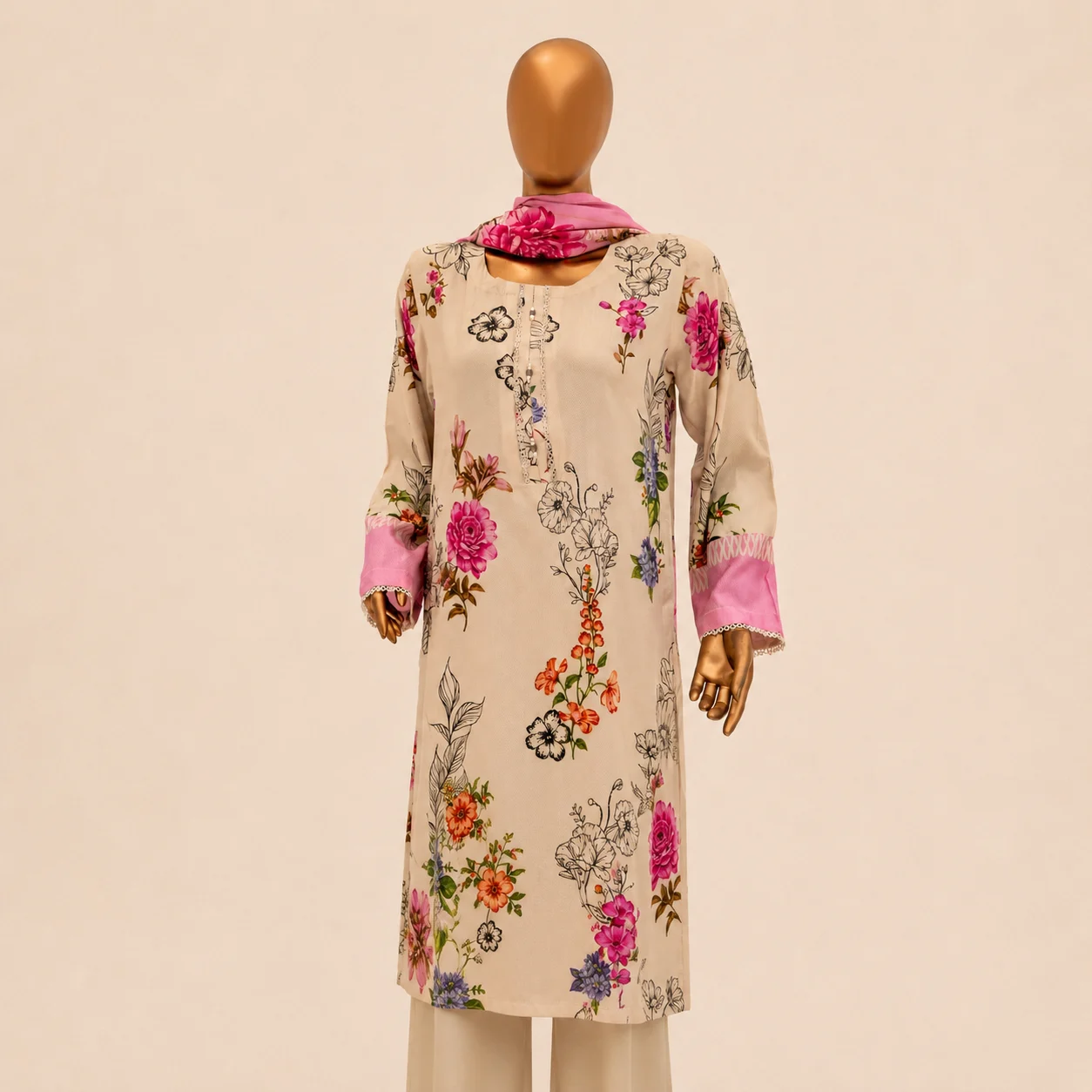 Mehak Beige Pink Floral Vol-1 D-8