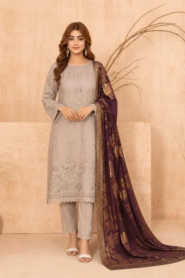 Suha Embroidered Viscose 3-Piece Suit D4956